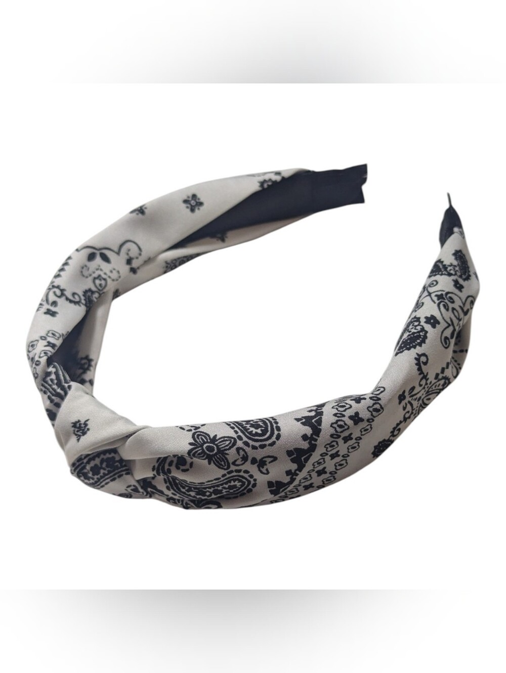 NEW Paisley Knot Headband O/S White Black Paisley
